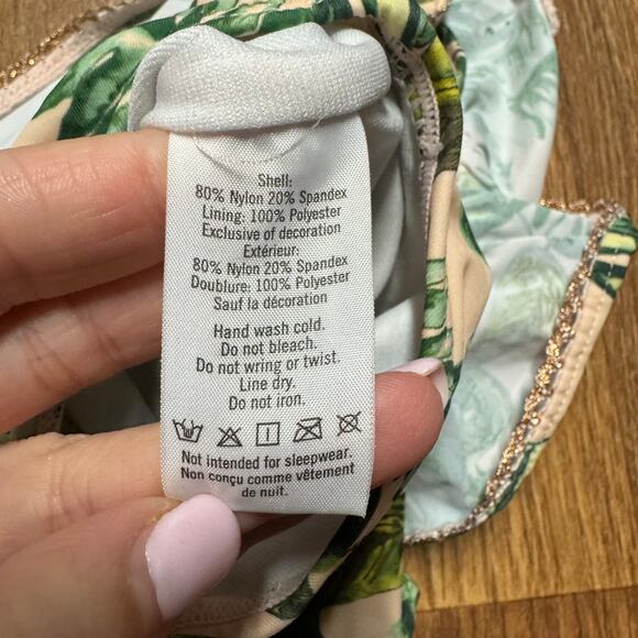 Janie & Jack Toddler Girl Palm Print One Piece Swim Suit Iced Nectar Size 12-18M - Picture 5 of 6